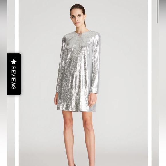 Halston CAI SEQUIN DRESS silver mermaid sequin size 8 - Picture 1 of 8